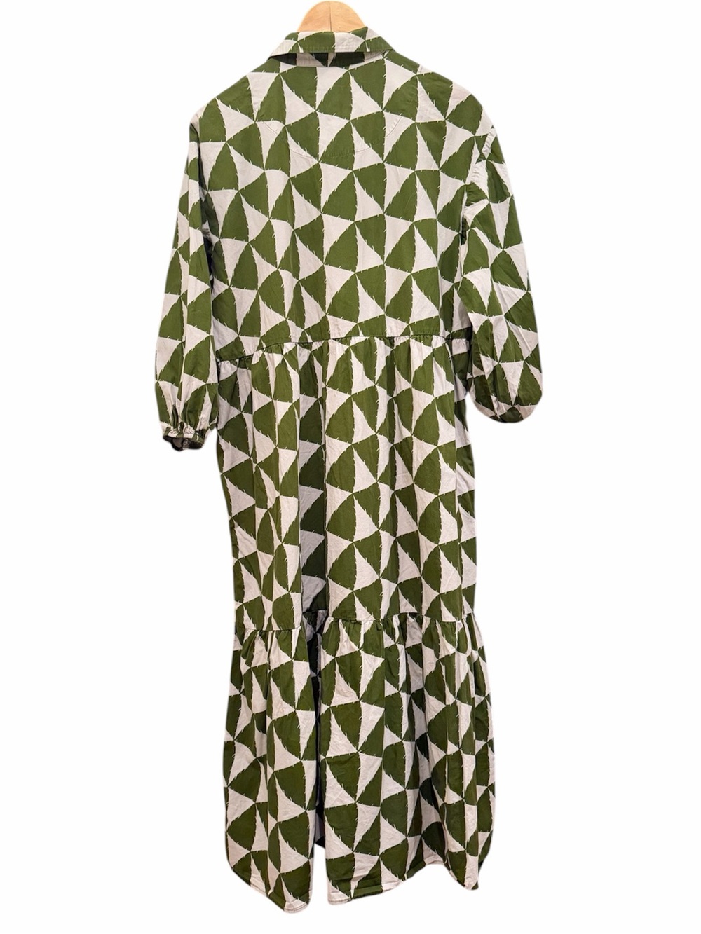 Anthropologie Maeve The Bettina Tiered Shirt Dress In Green Motif Size Large - Picture 8 of 12